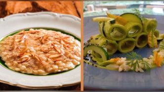 Risotto alle pesche e paccheri al granchio: due ricette di mare