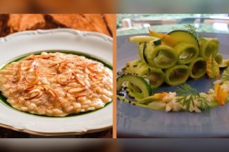 Risotto alle pesche e paccheri al granchio: due ricette di mare