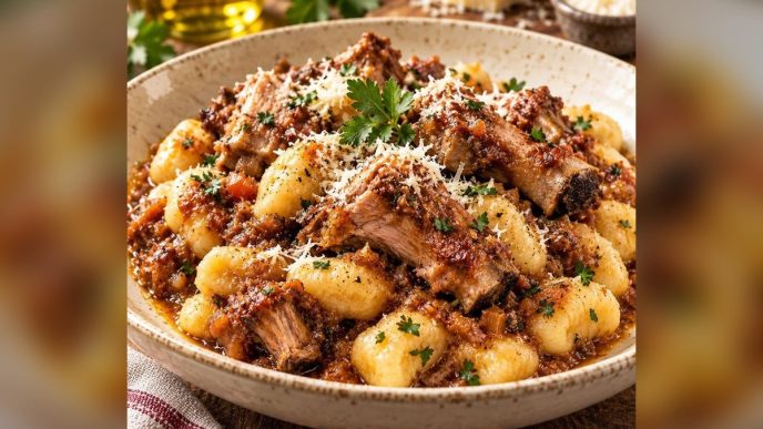 Gnocchi di patate con puntine di maiale: ricetta laziale con salsa di pomodoro