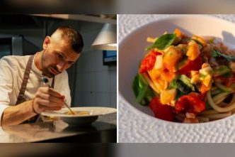 Ricetta spaghetti con spigola e lemongrass di Danilo Mancini (Masa Rooftop)