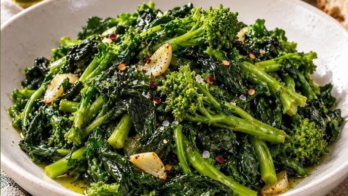 Cime calate, ricetta laziale: cime di rapa, peperoncino, vino e aglio