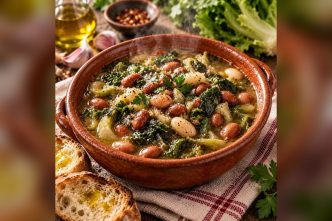 Ricetta Zuppa di scarola e fagioli laziale: fagioli in ammollo e cotture per 3 ore