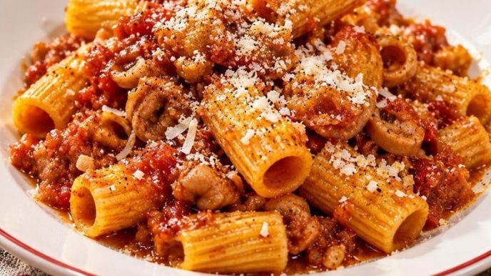Rigatoni con la pajata (pagliata) della tradizione laziale: ingredienti e procedimento