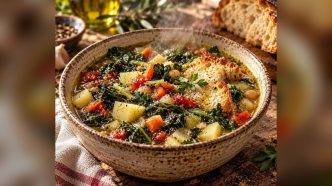Acquacotta della Tuscia: minestra laziale con cicoria, baccalà e pane